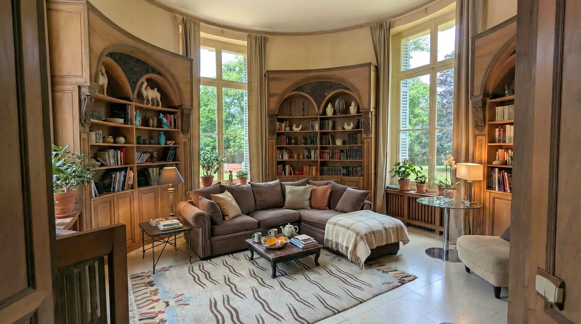 Le salon bibliothèque du château de Chenevelle